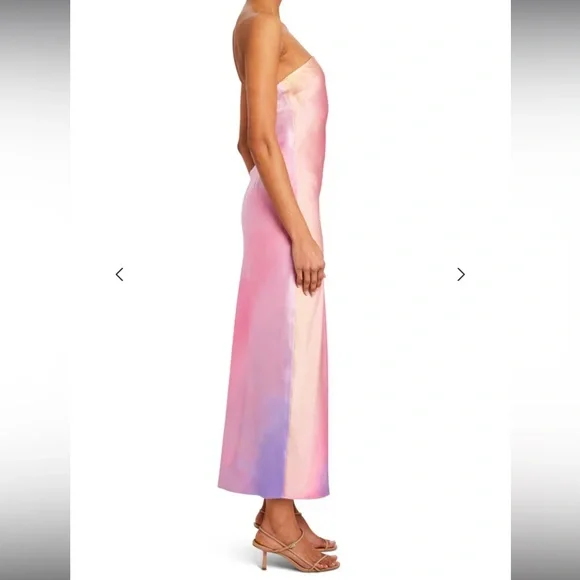 NWOT SER.O.YA CERITH SILK STRAPLESS MIDI DRESS SUNSET TIE DYE - Picture 4 of 10